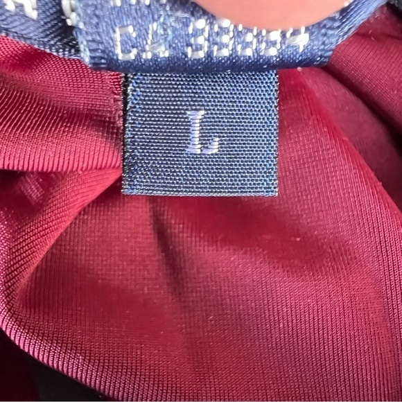 Vintage Ralph Lauren Sport Ruby Red Velvet Stretch Pants Straight Leg Size Large - Picture 9 of 10